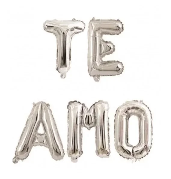 GLOBO LETRAS TE AMO PLATEADO - imagen 2