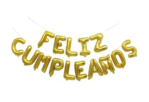 GLOBO LETRAS FELIZ CUMPLEAÑOS DORADO - imagen 2